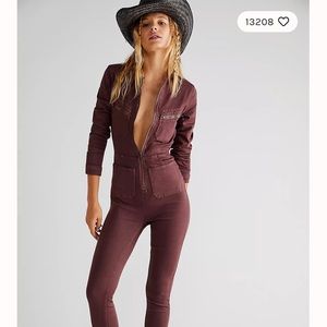 Free People Burgundy Jumpsuit